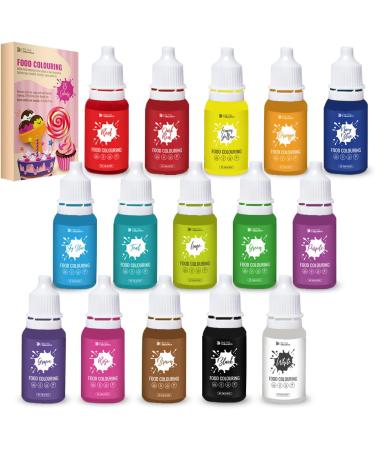 Food Colouring Liquid 6 ml - 15 Colours Food Colour - Food Colouring for Cakes Baking Icing Fondant Cookies - Tasteless Food Dye Concentrated Liquid Cake Food for Slime Soap Making Crafts - Buy Online on GoSupps.com