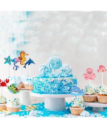 36Pcs Ocean Animal Happy Birthday Cupcake Toppers Under the Sea Animals Baby Shower Cupcake Sticks Ocean Sea Animal Birthday Theme Party Supplies for Baby Boys Girls - Buy Online on GoSupps.com