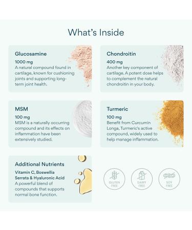 Bettervits Glucosamine Complex with MSM hondroitin and Turmeric | Joint Supplements for Women and Men with Vitamin C | Arthritis Support Supplement for Mobility & Flexibility - 90 Capsules - Buy Online on GoSupps.com