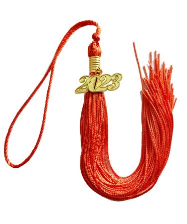 FOMOMDI Graduation Cap Tassel with 2023 Gold Year Charm, 9" (Orange)