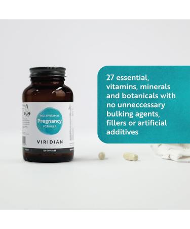 Viridian - Pregnancy Multivitamin Formula - 120 Caps | DHA & Folic Acid | for Pregnancy & Breastfeeding |Formula for Mother & Baby | Iron Iodine Vitamin D & More for Cognitive & Bone Health | Vegan - Buy Online on GoSupps.com