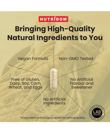 Nutridom Siberian Eleuthero Ginseng 500mg Non-GMO Vegan Gluten-free Soy-free Dairy-free No Additives & No Fillers (120 Veggie capsules) - Buy Online on GoSupps.com