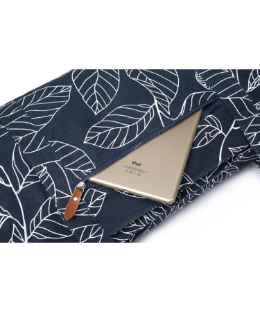 Large Yoga Mat Bag for Extra Thick Exercise Mats - Navy Blue Leaves | Mat Carrier with Carrying Strap and Large Pocket for Men and Women - Buy Online on GoSupps.com
