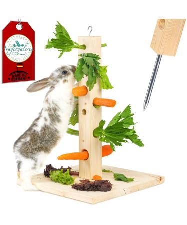 Nagergaleria Feeding tree rabbit guinea pig with wooden base plate and ground spike for outdoor enclosure rabbits