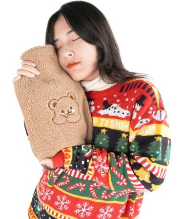 Cuddly Bear Hot Water Bottle - Large 1.8L | Brown Plush | 33x20cm | Cozy & Safe Comfort - Buy Online on GoSupps.com