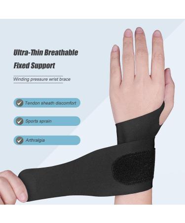 YUNYILAN Ultra-Thin Wrist Brace Support - 2 Pcs Compression Straps for Carpal Tunnel Arthritis & Tendonitis Pain Relief - Soft & Comfortable (Black - Buy Online on GoSupps.com