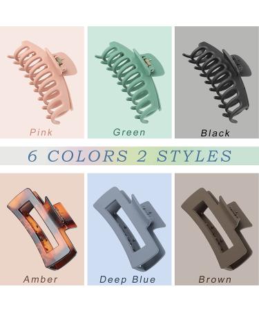 iBuneerly Hair Claw Clips - 6 Colors, Strong Hold for Thick Hair, Non-slip Design, 3 Square Matte & 3 Banana Clamps - 6 Pack for Women - Buy Online on GoSupps.com