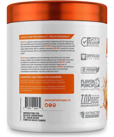 Ballistic Big Boy Pre Workout Powder | Stimulant Free Pre Workout & Stim Free Nitric Oxide Booster | L Citrulline Glycerol Agmatine Sulphate Caffeine-Free | 24 Servings (Peechy Keen) - Buy Online on GoSupps.com