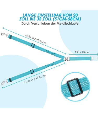 Slowton 2-in-1 Dog Car Seat Belt - Tangle-Free Durable & Adjustable Reflective Dog Safety Belt for Small Dogs - Azure Blue - Buy Online on GoSupps.com