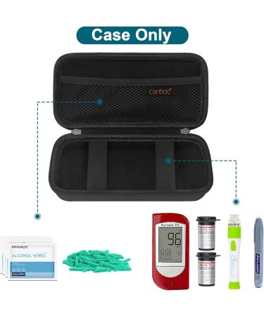 Canboc Diabetic Supplies Case Organizer - Glucose Meter, Lancing Device, Test Strips, Lancets, Insulin Pens, Alcohol Wipes - Black - Buy Online on GoSupps.com