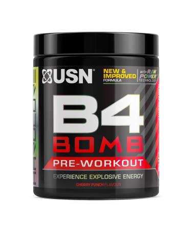 USN Pre Workout B4 Bomb Cherry 180g: Explosive Pre Workout Energy Drink Powder with Caffeine Beta-alanine l-Citrulline (12 servings) Cherry 12 Servings (Pack of 1)