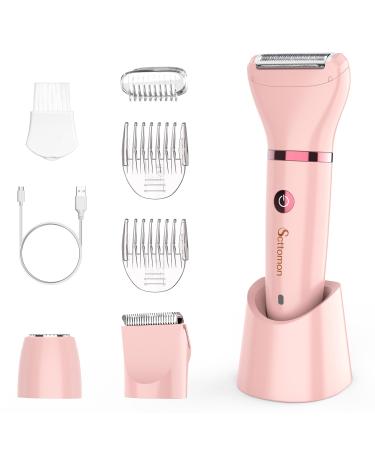 Hair Trimmer Electric Bikini Trimmer Shaver Razor Set for Women Waterproof Cordless 3 in 1 Hypo-allergenic Stainless Steel Blades Rechargeable Pink
