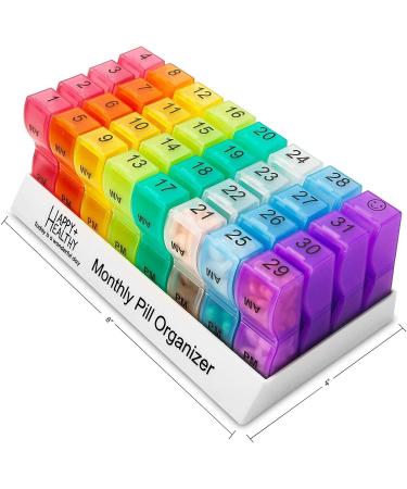 Monthly Pill Organizer - 31 Day Am/Pm Dispenser with 32 Cases, Box for Vitamins & Medication - Buy Online on GoSupps.com