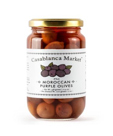 Casablanca Market Purple Olives  Picholine Marocaine Purple Gourmet Olives  Olives Whole with Pits from Morocco  Authentic Maghreb Ripe Olives Moroccan Martini Olives (11.9oz)