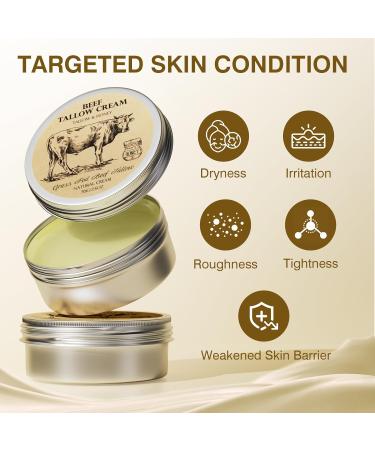 Beef Tallow for Skin, Tallow and Honey Balm,Tallow Face Moisturizer, Natural Grass-Fed Beef Tallow Balm with Raw Honey Moisturizing Cream for Body Lotion Skin Care - Buy Online on GoSupps.com