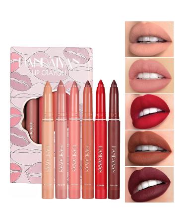 6Pcs Waterproof Long-lasting Matte Lipstick & Lipliner Set with Built-in Sharpener - Ultimate Makeup Look with Rotating Lip Crayons - Velvet Lipstick Set (2-in-1 Set A) - Buy Online on GoSupps.com