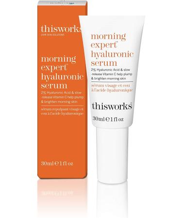 This Works Morning Expert Hyaluronic Serum 30 ml - Youth-Boosting Hyaluronic Acid Serum with Vitamin C and Persian Silk Tree Extract - Hydrating Serum with 2 Percent Hyaluronic Acid to Brighten Skin - Buy Online on GoSupps.com