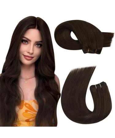 Moresoo Weft Hair Extensions Real Human Hair Dark Brown Human Hair Weft 20 Inch Sew in Hair Extensions Double Weft 20 Inch 100g/Pack #4 20 Inch(Pack of 1) WEFT #4
