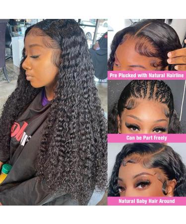 24 Inch Deep Wave Closure HD Transparent Glueless Wig | Pre Plucked with Baby Hair | 180% Density | Black Color - Buy Online on GoSupps.com