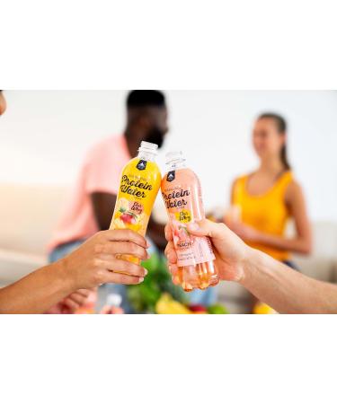 Multipower Sparkling Protein Water - White Peach Flavor | EAA Enriched Sports Drink | 12 x 500ml | Refreshing & Fruity | International Shipping Available - Buy Online on GoSupps.com
