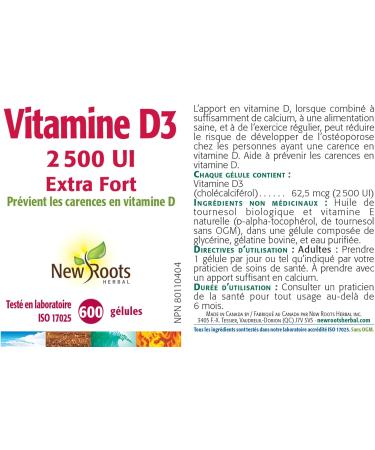 New Roots Herbal - Vitamin D3 2500 IU Extra Strength 600 Softgels - Helps to Prevent Vitamin D Deficiency - Helps in the Development and Maintenance of Bones and Teeth - Support Immune Function 600 count (Pack of 1) 2500 IU - Buy Online on GoSupps.com