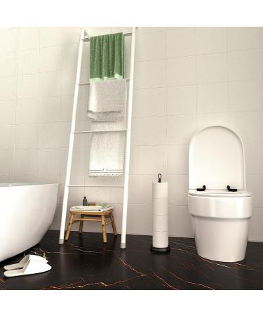 ROLABAM Heavy Weighted Toilet Paper Holder with Reserve Function - Matte Black Stand for Bathroom - 22.5 Total Height - Buy Online on GoSupps.com
