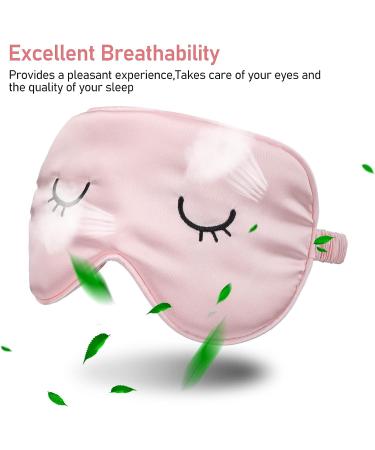 Lusofie 2Pcs Kids Silk Sleep Mask Set - Adjustable Eye Masks for Girls & Boys - Includes Storage Bag - Gray Pink - Ideal for Adults - Buy Online on GoSupps.com