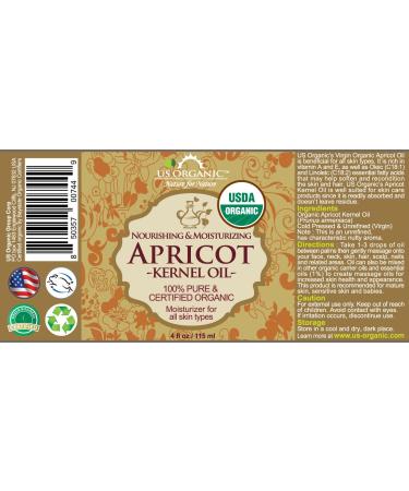 USDA Certified Organic Apricot Kernel Oil - 100% Pure & Natural Cold Pressed Virgin Unrefined - 4 oz Amber Glass Bottle with Eyedropper - Buy Online on GoSupps.com