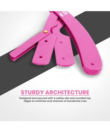 Utopia Care Professional Pink Straight Edge Razor with 100 Derby Blades - Stainless Steel Barber Tool - Buy Online on GoSupps.com