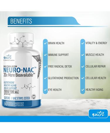 Neuro NAC Supplement - 2 Pack N-Acetyl Cysteine Ethyl Ester 600mg | 20x More Bioavailable | Boost Glutathione 10x | 120 Capsules - Buy Online on GoSupps.com