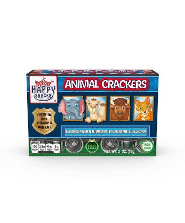 Happy Snacks Animal Crackers - Plant Based Ingredients Animal Crackers Snack Packs Nut & Peanut Free Fortified with Essential Vitamins & Minerals No Artificial Ingredients - 2 Oz Boxes (Pack of 12) Original