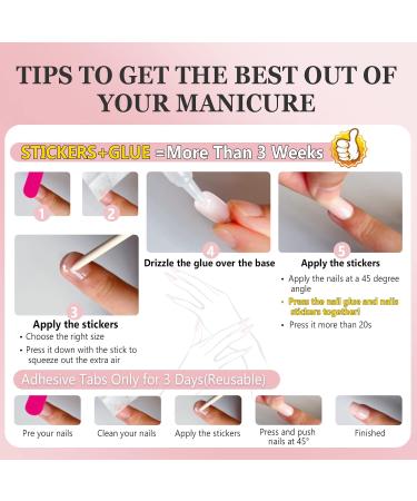 24pcs French False Nails Pink White Tip Short Square Press on Nails Gradient Acrylic Full Cover Stick on Nails with Elegant Design - Women Girls Nail Art Accessory - Buy Online on GoSupps.com