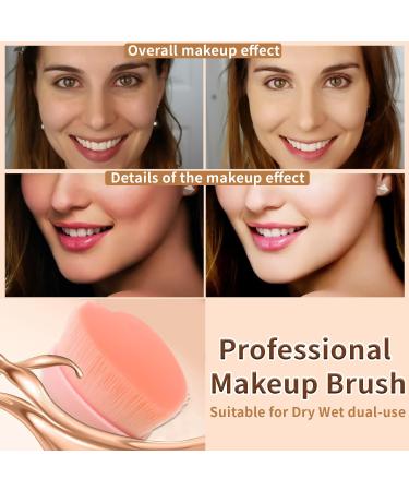 Flat Top Kabuki Foundation Makeup Brush - Pink Heart Shape Face Blush Brush for Flawless Application | International Shipping - Buy Online on GoSupps.com