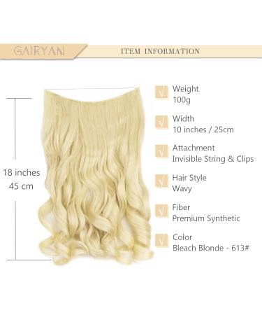 Gairyan Secret Hair Extensions with Wire - 45cm Adjustable Invisible Synthetic Hair Long Wavy Curly Bleaching Blonde Tress - Buy Online on GoSupps.com