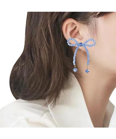 ROYALEAD Handmade Crystal Beads Bowknot Earrings Vintage Butterfly Bow Dangle Earrings Ear Studs for Women Girls Party Jewelry Green - Buy Online on GoSupps.com