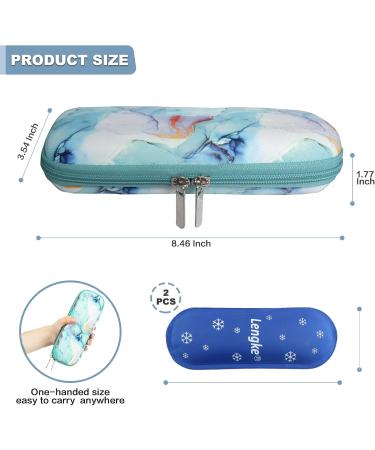 EVA Hard Case Insulin Cooler Bag - Lightweight Waterproof & Travel-Friendly Marble Green | 8.5 x 3.5 x 1.7 inches - International Shipping Available - Buy Online on GoSupps.com