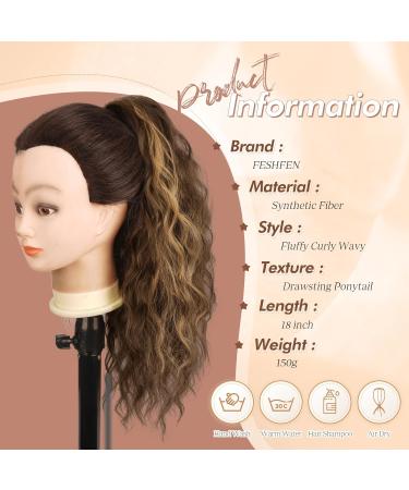 Ponytail Hair Extension - Feshfen 45cm Wavy Clip In Braid - Gold Brown Blonde Mix for Women - Buy Online on GoSupps.com