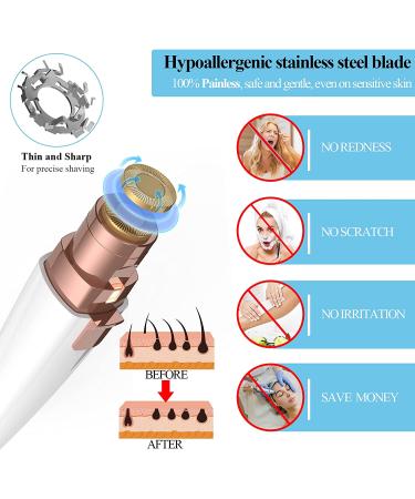 USB Rechargeable Facial Hair Removal for Women - 2 in 1 Eyebrow Trimmer & Painless Hair Remover with Light for Eyebrow, Nose, Lips, Face, Body - Buy Online on GoSupps.com