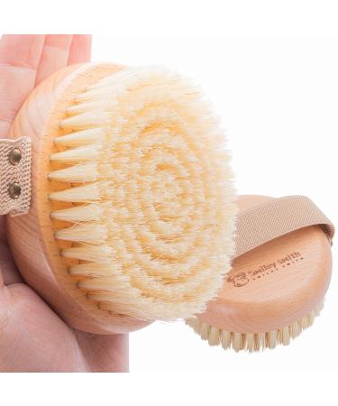 Dry Brushing Body Brush Premium Wood Wet and Dry Body Brush for Easy to Carry Dry Body Brush Soft Exfoliates and exfoliates Dead Skin Cells and Cellulite  Leaving Skin Soft and Radiant Beech hair body brush