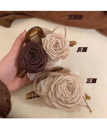 Dry and Withered Rose Claw Clip for Women's Side Hair Clip Fresh and Sweet Rose Ponytail Clip Coffee Flower Gripper - Buy Online on GoSupps.com
