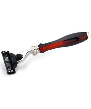 Luxury Turtle Replica Razor & Stand Duo - Premium Resin Handle Chrome-Plated Stainless Steel Compatible with Triple Cutting Cartridge - Buy Online on GoSupps.com