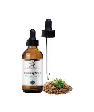 Caraway Seed Essential Oil | 1 Fl Oz | Carum carvi | Steam Distilled from Seeds | Sweet Spicy Aroma | Digestive & Aromatherapy Support | Natural Middle Note | Pure & Undiluted | Egypt Sweet spicy odor with a slight peppery