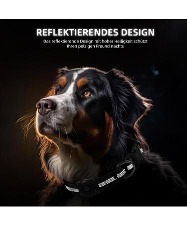 Premium IP68 Waterproof Airtag Dog Collar - Reflective & Durable for Medium-Sized Dogs | Apple Airtag Holder | Black - Buy Online on GoSupps.com