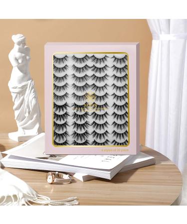 Dysilk 6D False Eyelashes - 20 Pairs Artistic Cat Eye Self-Adhesive Fluffy Lashes | Reusable 13mm-20mm Eyelash Extensions Set - Buy Online on GoSupps.com