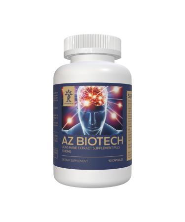 AZ BIOTECH Lions Mane Mushroom Extract Cognition Capsules (90 Capsules) Lions Mane Mushroom Powder Extract Brain Supplement Brain Vitamins Focus Supplement