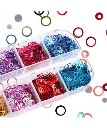Myhose Round Sequins Nail Art Glitter | 3D Holographic Nail Seed Accessories | Multicolor Circle Flakes for DIY Decoration - Buy Online on GoSupps.com