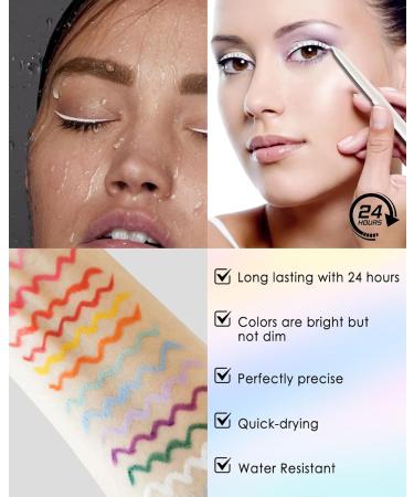 Yellow & Green Gel Eyeliner 2 Colors Eyeliner Crayon Pencil Waterproof Long Wear Smudge-Proof Retractable Eyeliner Pen Matte Cream Waterline Eyeliner Delineador De Ojos Eye Makeup for Festival(05+07) - Buy Online on GoSupps.com