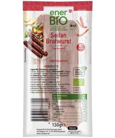 enerBIO Seitan Bratwurst Chorizo-Art (Vegan Sausage) 130g