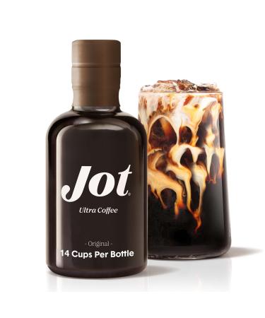 Jot Original - Organic Coffee Concentrate. 150 mg of Caffeine. One Tbsp Instantly Creates Iced or Hot Coffee. 14 Servings Per Bottle. 20x Liquid Coffee. Original 1 Bottle
