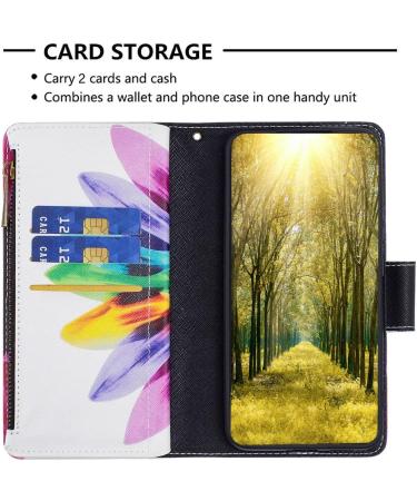 VQWQ Mobile Phone Case for Redmi Note 12 Pro & Xiaomi Poco X5 Pro - Protective Leather Flip Cover with Zipper Card Holder - Sunflower Design - Buy Online on GoSupps.com